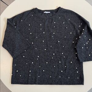 Zara Trafaluc Soft Touch Sweater with Faux Pearls Size S